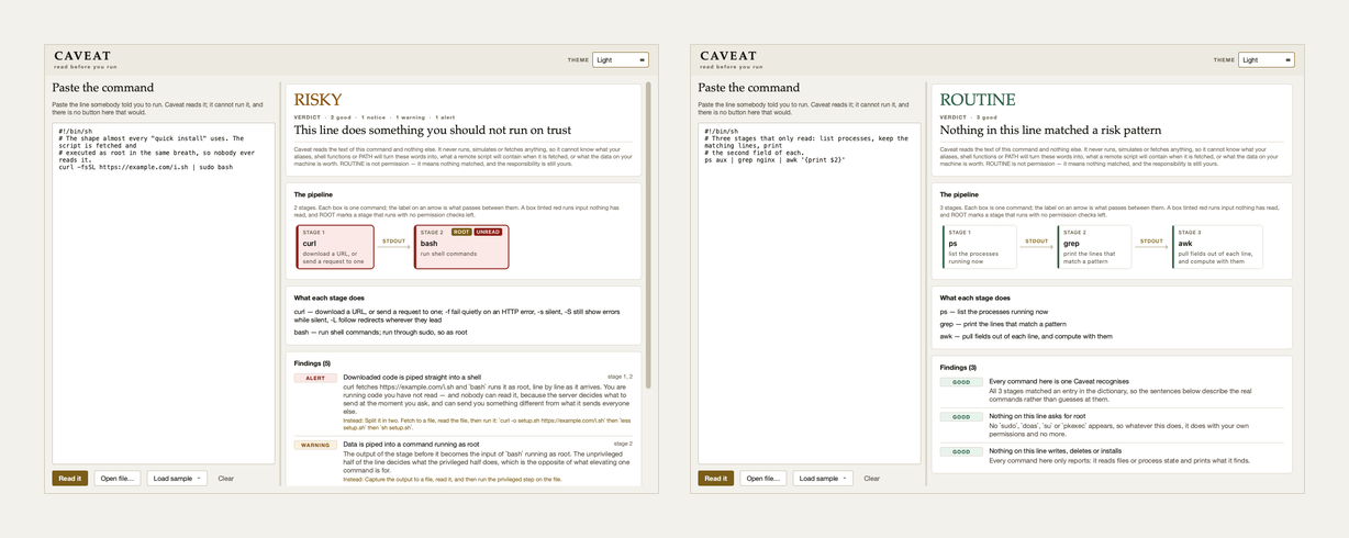 Caveat reading two samples