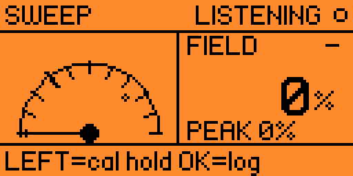 Sweep screen listening, with the discoverability hint on the bottom strip